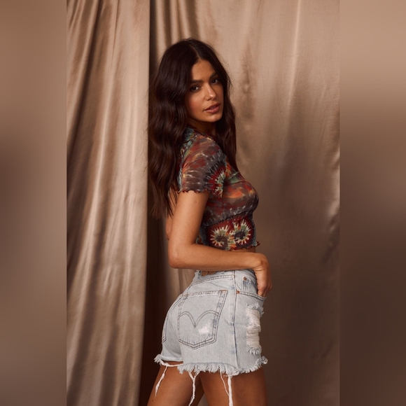 12th tribe Leo tie dye mesh top - Picture 5 of 6